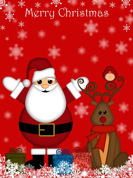 Vánoční santa claus a červená čichal reindeer — Stock fotografie