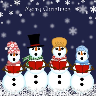 Christmas Snowman Carolers Singing clipart