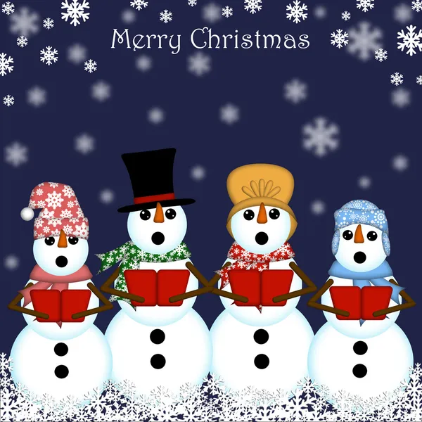 Natal Snowman Carolers Cantando — Fotografia de Stock