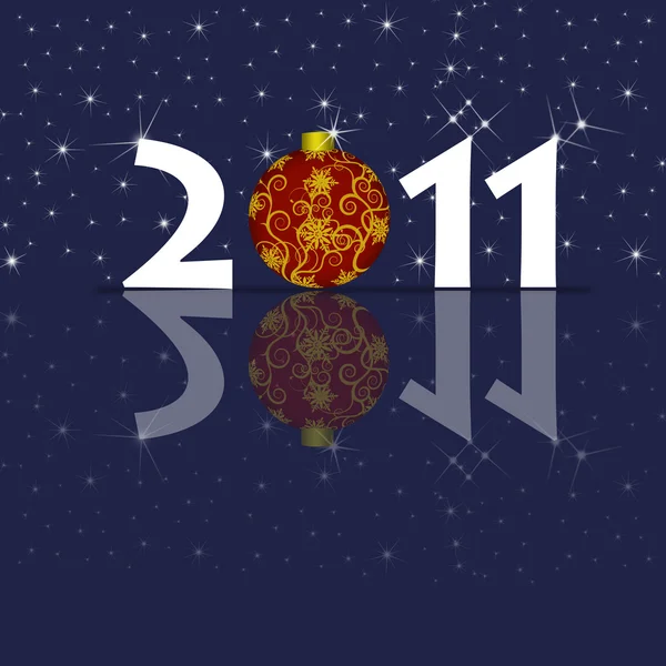 Gelukkig nieuw jaar 2011 ornament en sparkles blauw — Stockfoto