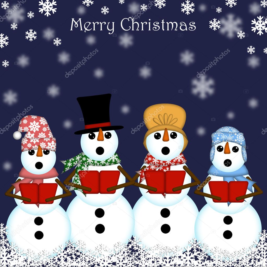 Christmas Snowman Carolers Singing