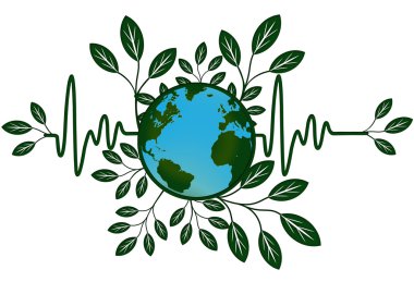 Earth Global Map Go Green Heart Beat clipart