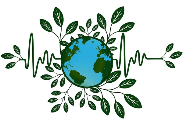 Earth Global Map Go Green Heart Beat — Stock Photo, Image