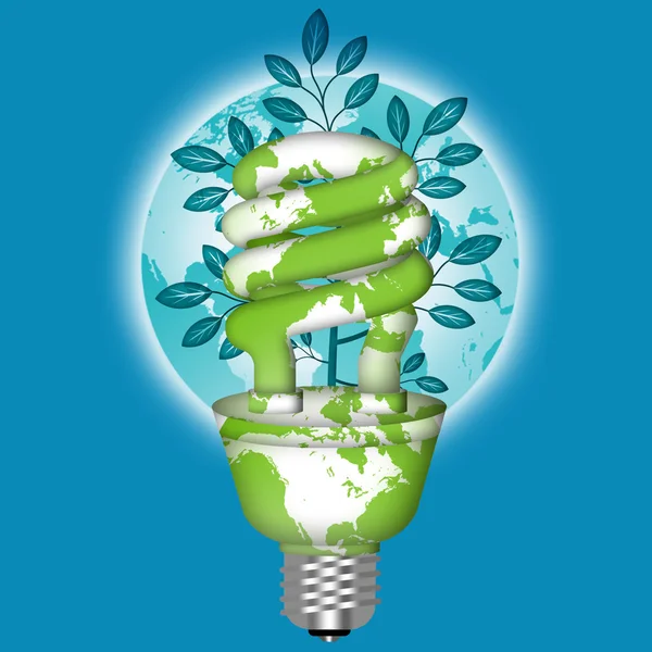 stock image Energy Saving Eco Lightbulb with World Globe