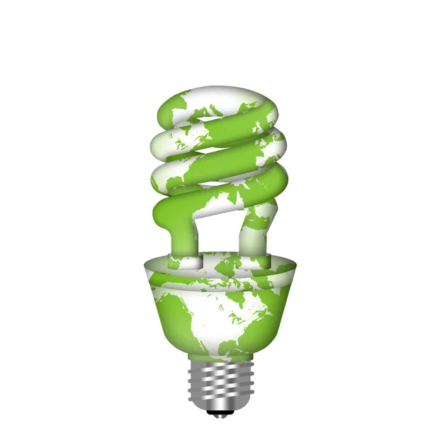 Energy Saving Eco Lightbulb with World Map — Stock Photo, Image