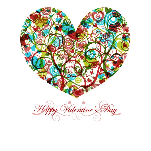 Ευτυχής ημέρα του Αγίου Βαλεντίνου καρδιά με πολύχρωμα στροβιλίζεται — Φωτογραφία Αρχείου