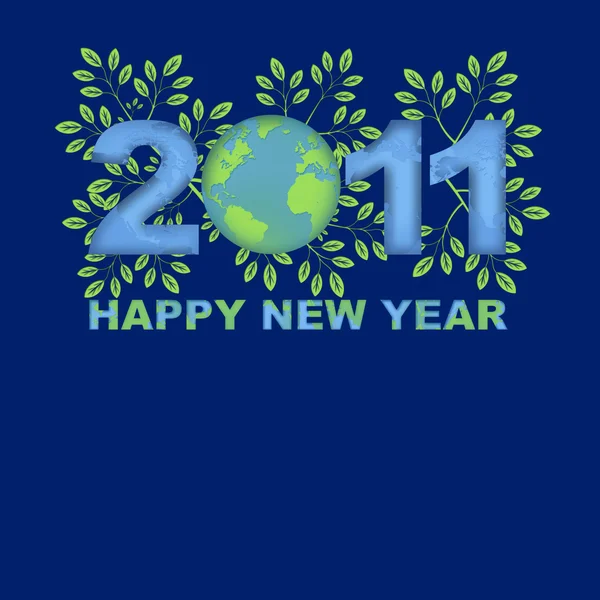 2011 新年快乐绿色星球蓝 — 图库照片