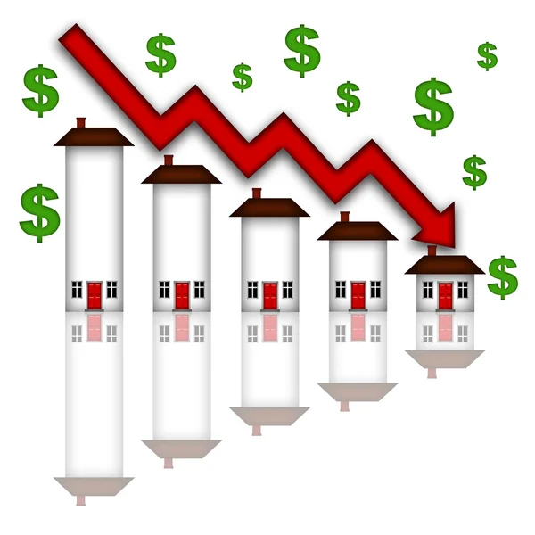 stock image Real Estate Home Values Going Down Graph