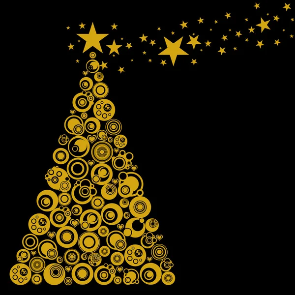 Αφηρημένη χριστουγεννιάτικο δέντρο με κύκλους αστέρια και καρδιές — Φωτογραφία Αρχείου