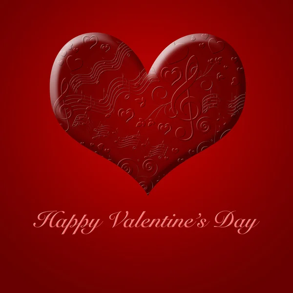 Šťastný Valentýn hudební skladby z červené srdce — Stock fotografie