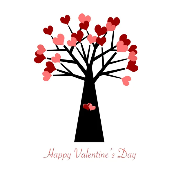 Alla hjärtans dag träd med röda och rosa hjärtan — Stockfoto