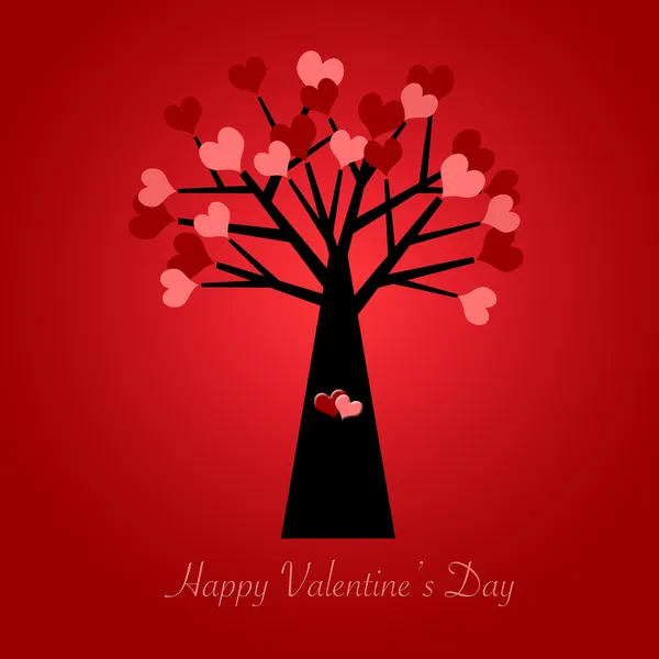 Kırmızı ve pembe kalpler kırmızı ile Sevgililer günü ağaç — Stok fotoğraf