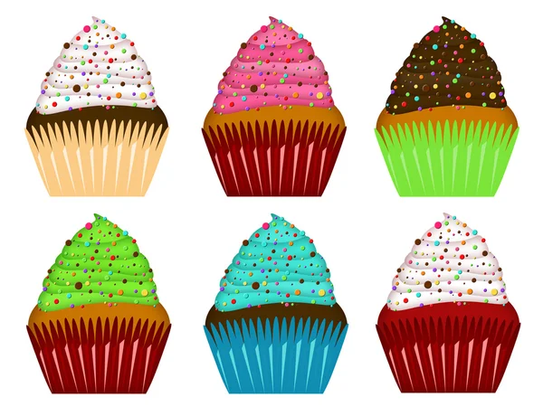 Färgglada cupcakes med frosting och choklad chips — Stockfoto