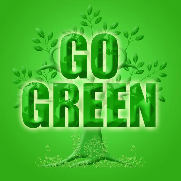 Jít Zelené Eco Listí Planeta Ilustrace — Stock fotografie