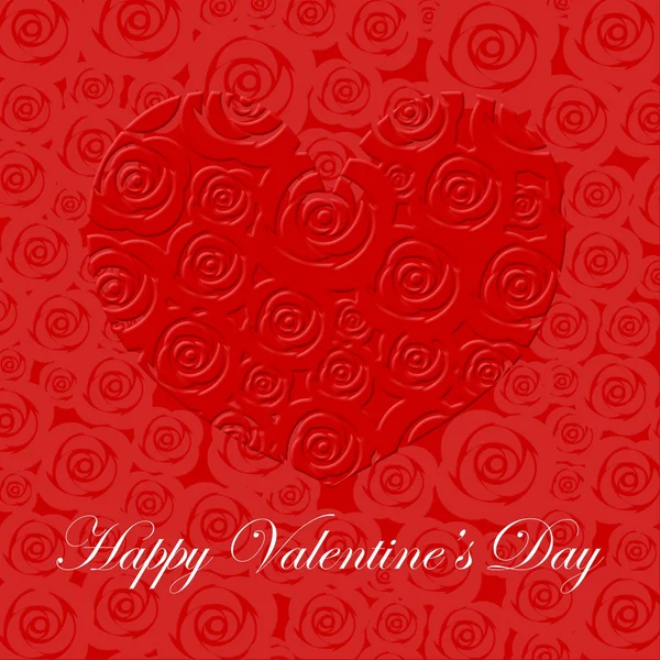 Glücklicher Valentinstag Herz Mit Roten Rosen Illustration — Stockfoto