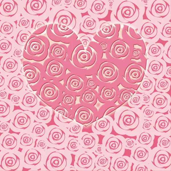 Feliz Dia Dos Namorados Coração Com Rosa Rosas Ilustração — Fotografia de Stock