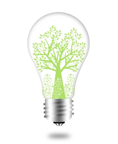 stock image Eco Friendly Bulb with Green Tree and Leaves