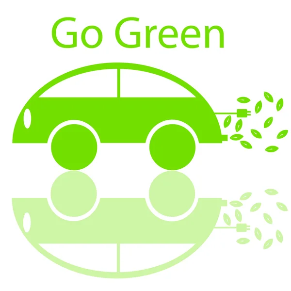 Yeşil Eko Dostu Elektrikli Otomobil Elektrik Prizinden Yaprak Çizim Ile — Stok fotoğraf