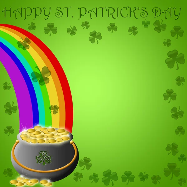 Happy Patricks Day Pot Gold End Rainbow Illustration — Stock Photo, Image