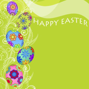 Happy Easter Eggs with Swirls and Floweers Illustration Background clipart