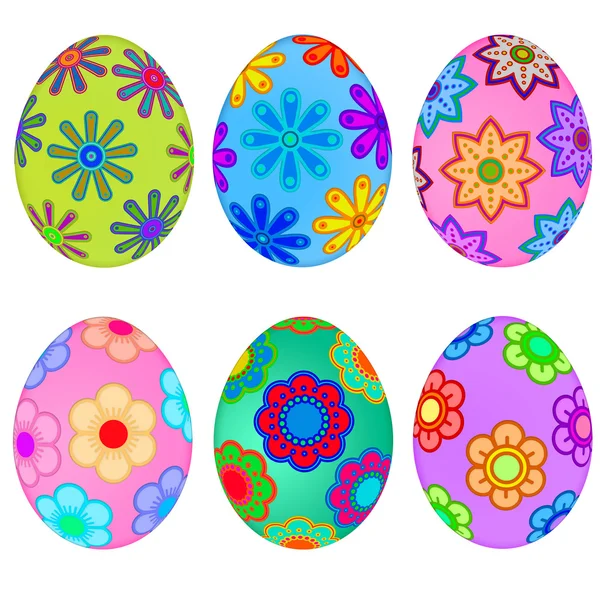 Huevos Pascua Coloridos Con Ilustración Diseño Floral — Foto de Stock