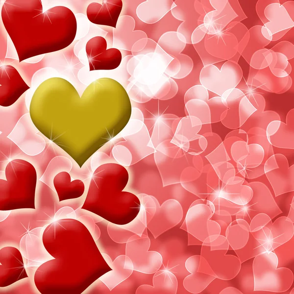 Glücklich valentines Herz aus Gold Hintergrund — Stockfoto