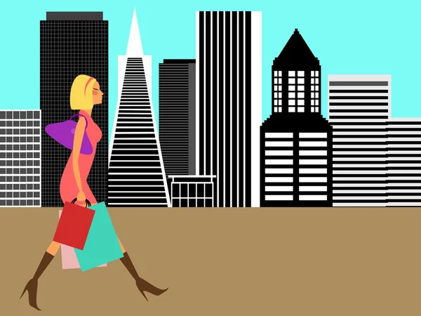 stock image Modern Woman Shopping in the Big City