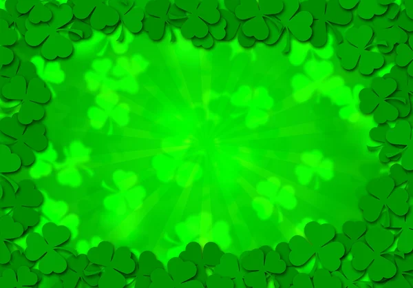 Happy Patricks Day Shamrock Hinterlässt Grenze Hintergrund Illustration — Stockfoto