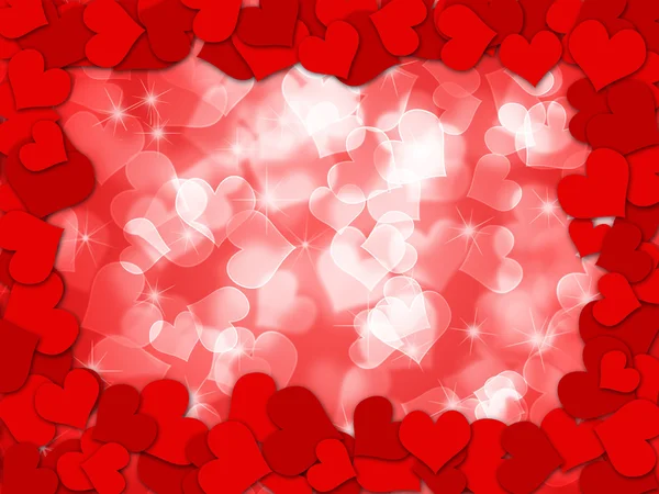 Happy Valentines Day Hearts Border Bokeh Background Illustration — Stock Photo, Image