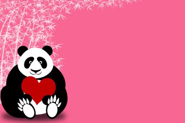 Happy Valentines Day Panda Bear Holding Heart clipart