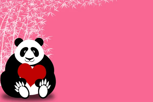 Glad Alla hjärtans dag panda bear hålla hjärtat — Stockfoto