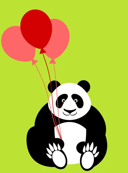 Happy Ημέρα του Αγίου Βαλεντίνου panda bear εκμετάλλευση μπαλόνια — Φωτογραφία Αρχείου
