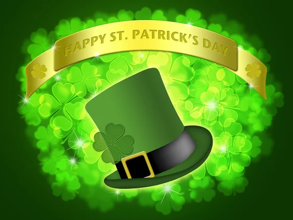 St Patricks Day Leprechaun Hat Banner Shamrock — Stock Photo, Image