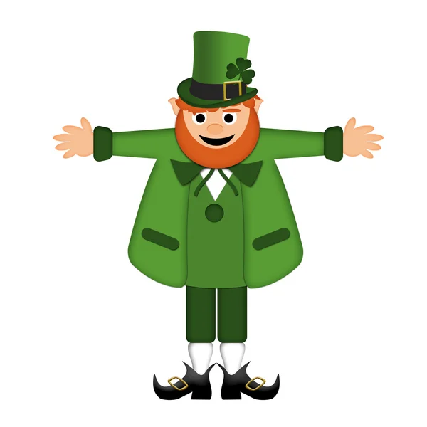 Happy Patricks Day Irish Leprechaun Arm Stretched Illustration — Stock Photo, Image