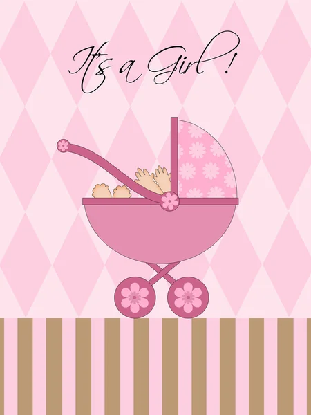 Det är girl rosa baby barnvagn — Stockfoto