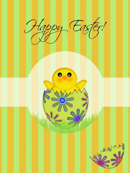 Mutlu Paskalya Civciv Çıkım Çiçek Yumurta Örnek — Stok fotoğraf