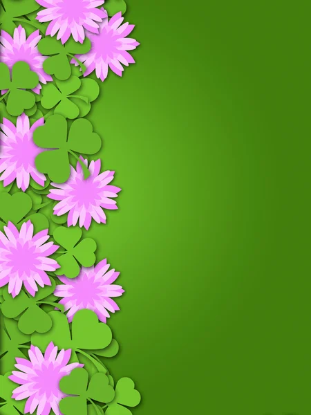 Shamrock Papier Schneiden Kleeblumen Rand Illustration — Stockfoto