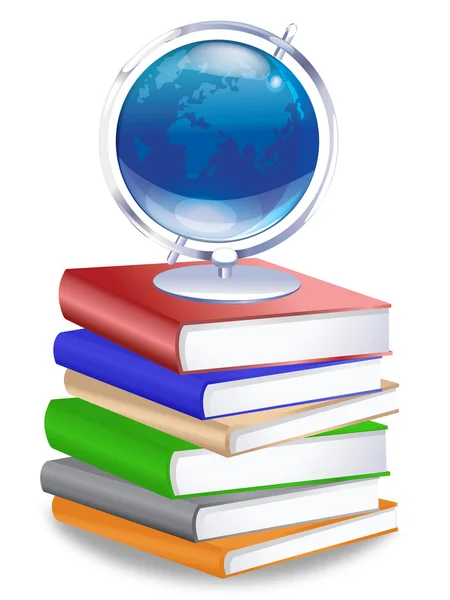 Earth globe op stapel boeken — Stockfoto
