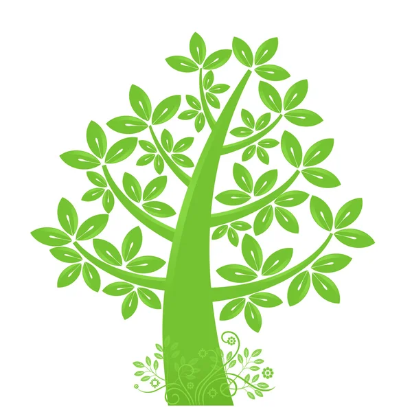 Αφηρημένη eco σιλουέτα δέντρο με φύλλα και αμπέλια — Φωτογραφία Αρχείου