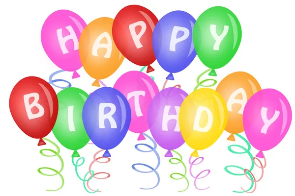 Všechno nejlepší k narozeninám text na balónky — Stock fotografie