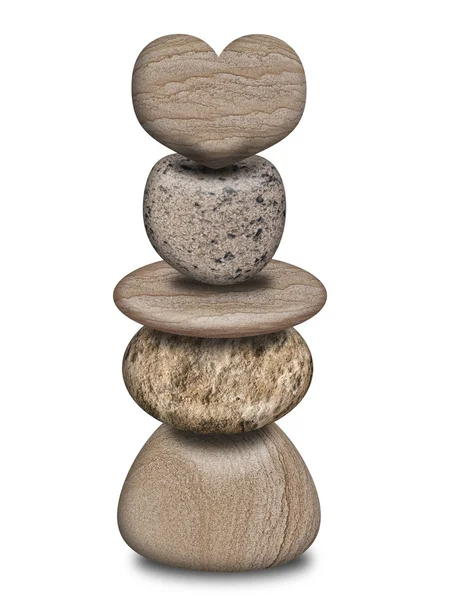 Stack av balanserad stenar med hjärta — Stockfoto