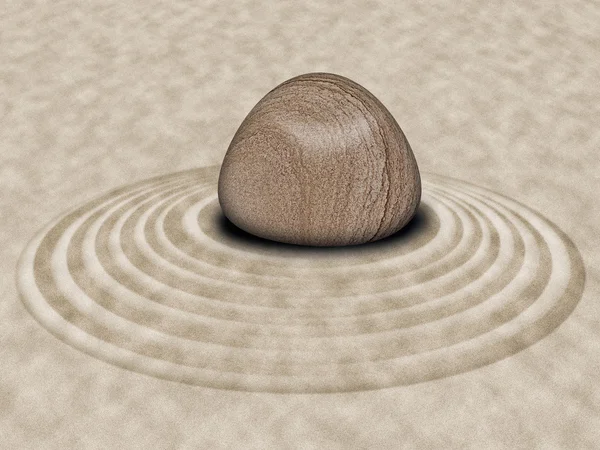 stock image Zen Stone on Sand Garden Circles