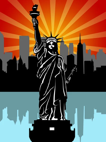 Statue of Liberty Black and White Illustration — Stock Photo, Image