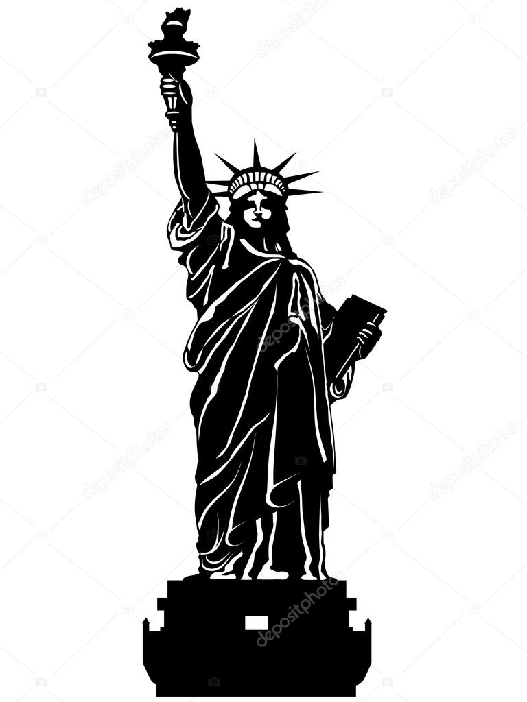 Statue of Liberty Black and White Illustration — Stock Photo © davidgn ...