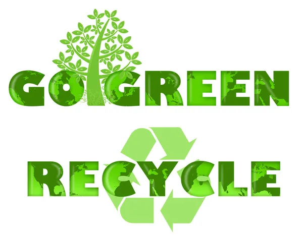 Go Green Recycle Logo with World Map — Stock Photo, Image