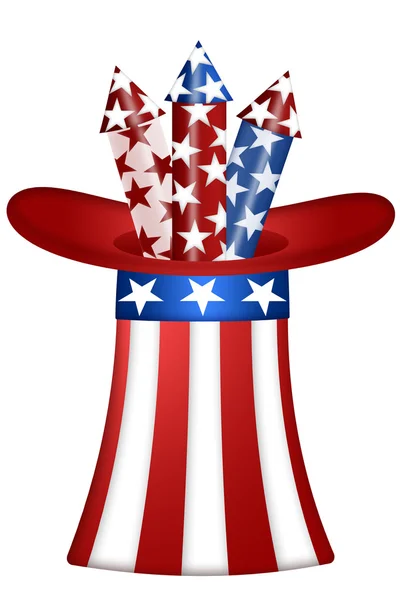 Uncle Sam Hat with Fireworks — Stock Photo, Image