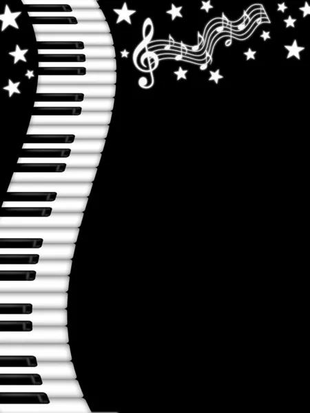 Teclado de piano ondulado Fondo blanco y negro — Foto de Stock