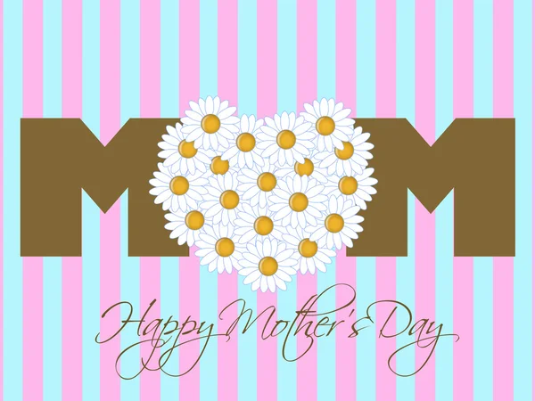 Šťastné matky den s daisy květiny srdce — Stock fotografie