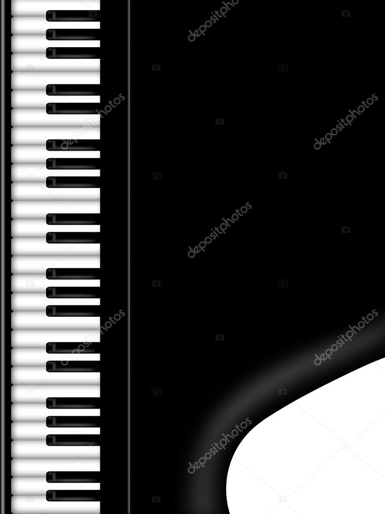 Grand Piano Keyboard Black and White Background