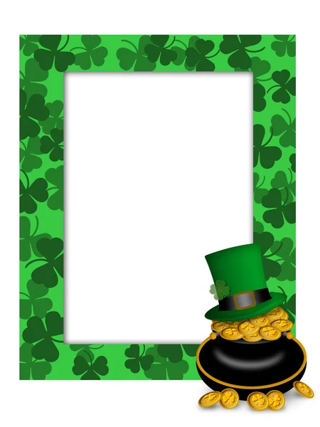 St Patricks Day Leprechaun Hat Pot of Gold Frame — Stock Photo, Image